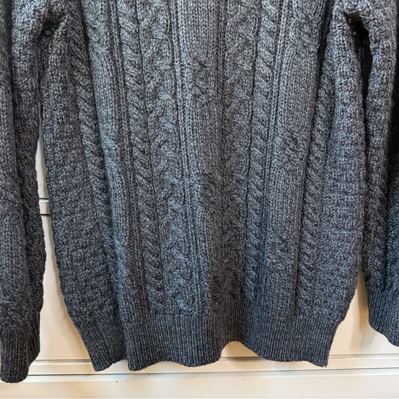 Aran Men’s Shawl Collar Cardigan 100% Merino Wool Sweater Jacket size M button - Picture 14 of 16